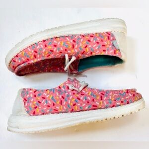Hey Dude Wendy Birthday Pink Sprinkles Slip On Loafers Shoe- Youth Girls Kids 3Y